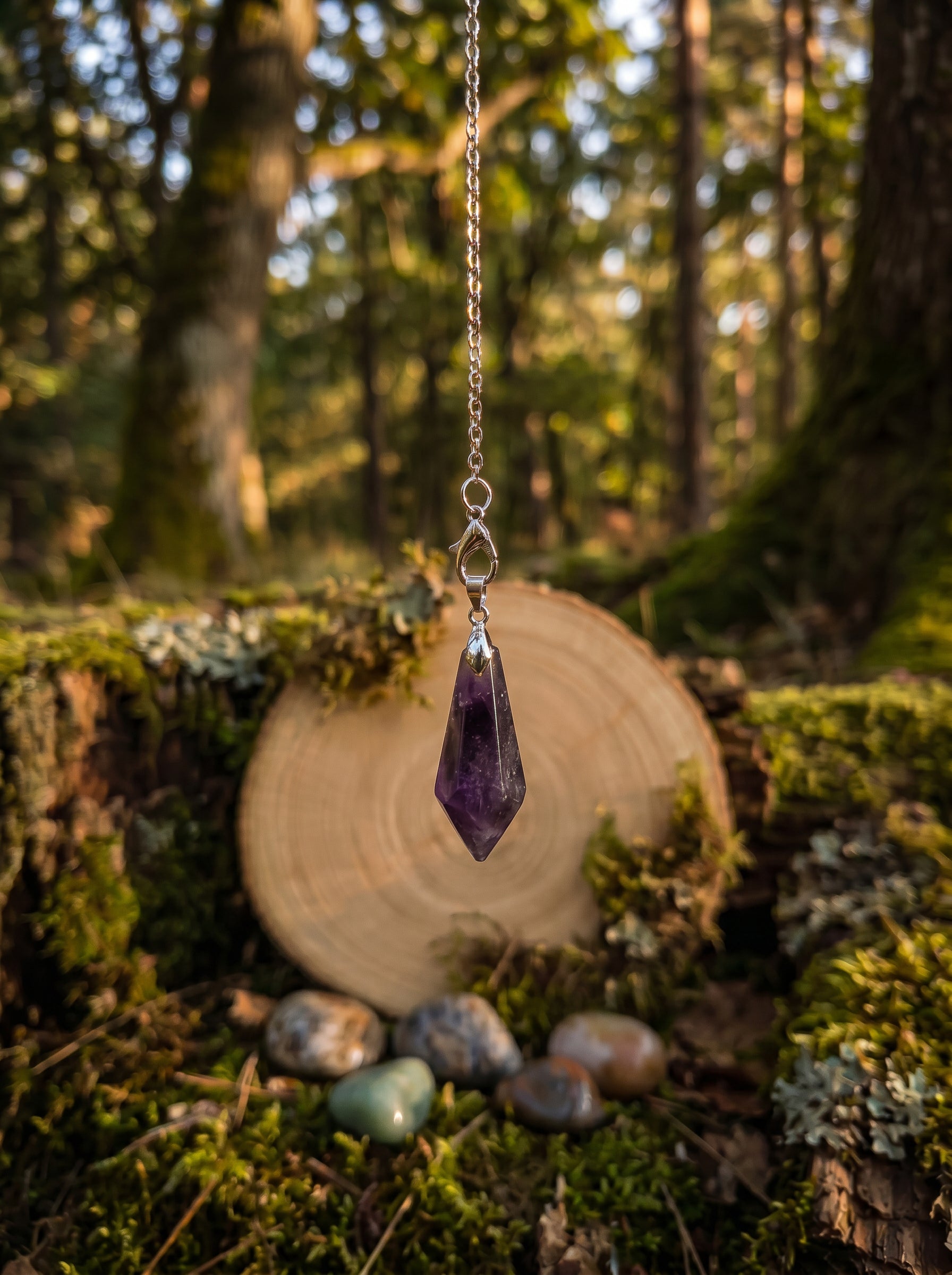 Pendolo in Cristallo Naturale - Strumento di Connessione e Divinazione - Ametista